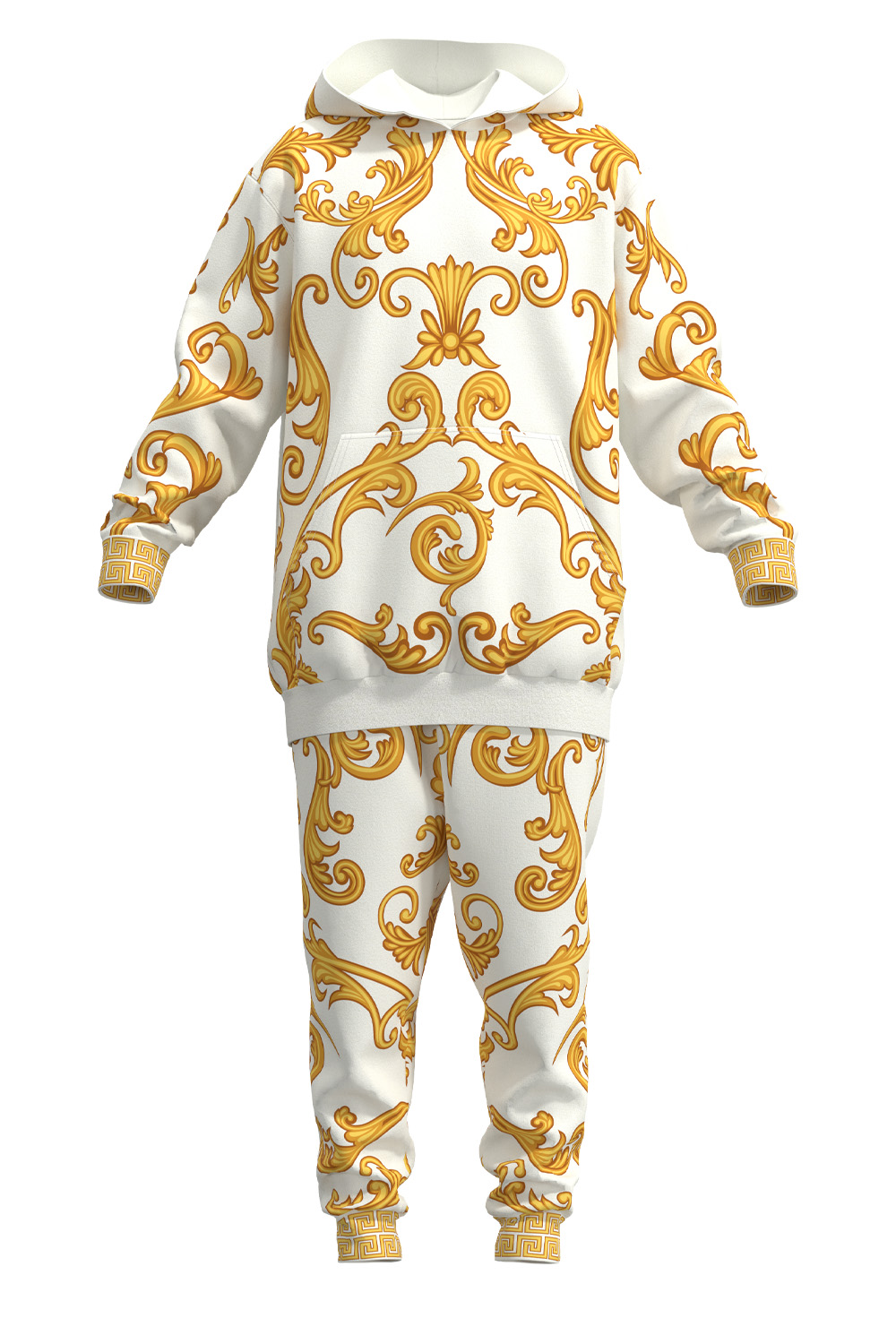 Unisex suit with Versace style print